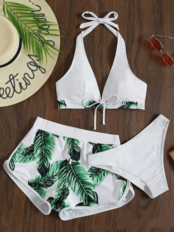 Leaf Print Bikini Set