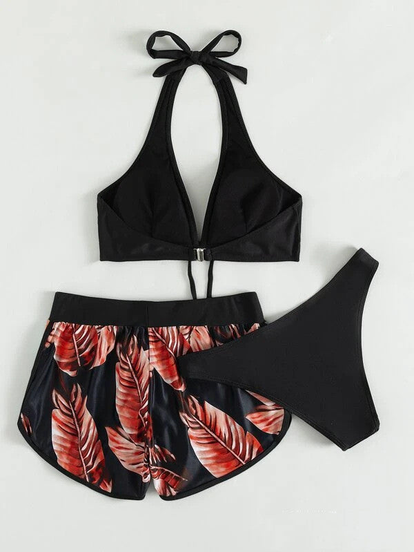 Leaf Print Bikini Set