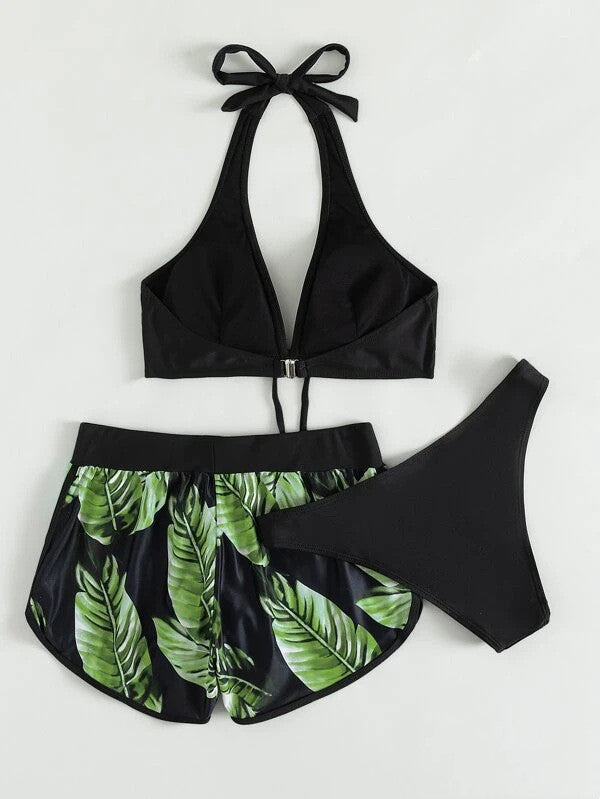 Leaf Print Bikini Set